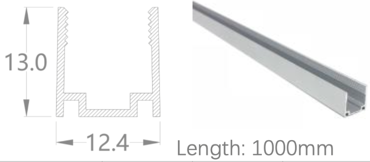 [NP13/13HAAAO0BM]IP67, Fixed profile, Linear, Aluminium Profile, Aluminium finish, 1000 | 2000mm, for NS Vertical flat bending 10x10