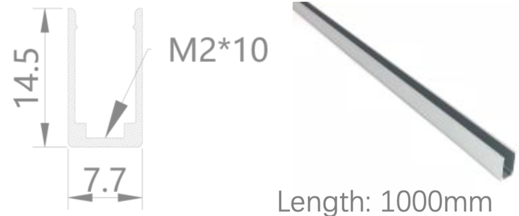 [NP8/15HAAAO0BB]IP67, Fixed profile, Linear, Aluminium Profile, Aluminium finish, 1000 | 2000mm, for NS Horizontal bending flat 06x12