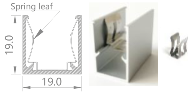 [NP19/19HAAAOABF]IP67, Fixed profile, Linear, Aluminium Profile, Aluminium finish, With spring leaf, 1000 | 2000mm, for NS Horizontal bending flat 15x15