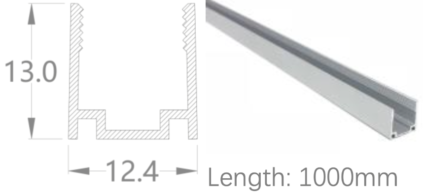[NP13/13HAAAO0BI]IP67, Fixed profile, Linear, Aluminium Profile, Aluminium finish, 1000 | 2000mm, for NS 3D bending flat 10x10