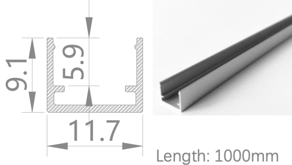 [NP12/9HAAAO0BJ]IP67, Fixed profile, Linear, Aluminium Profile, Aluminium finish, 1000 | 2000mm, for NS 3D bending dome 10x10