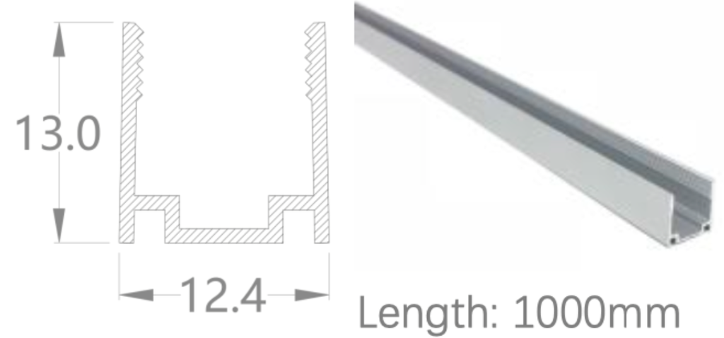 [NP13/13HAAAO0BC]IP67, Fixed profile, Linear, Aluminium Profile, Aluminium finish, 1000 | 2000mm, for NS Horizontal bending flat 10x10